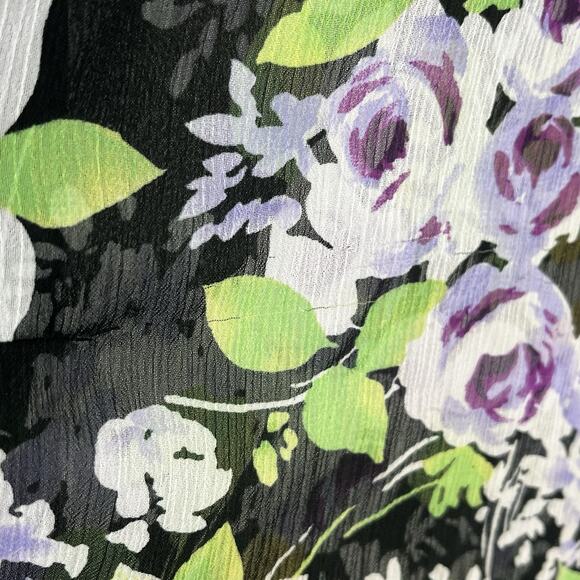 Sheer Floral Roses Print Top Purple Womens 2X Flare Sleeve Cottagecore - Picture 5 of 7